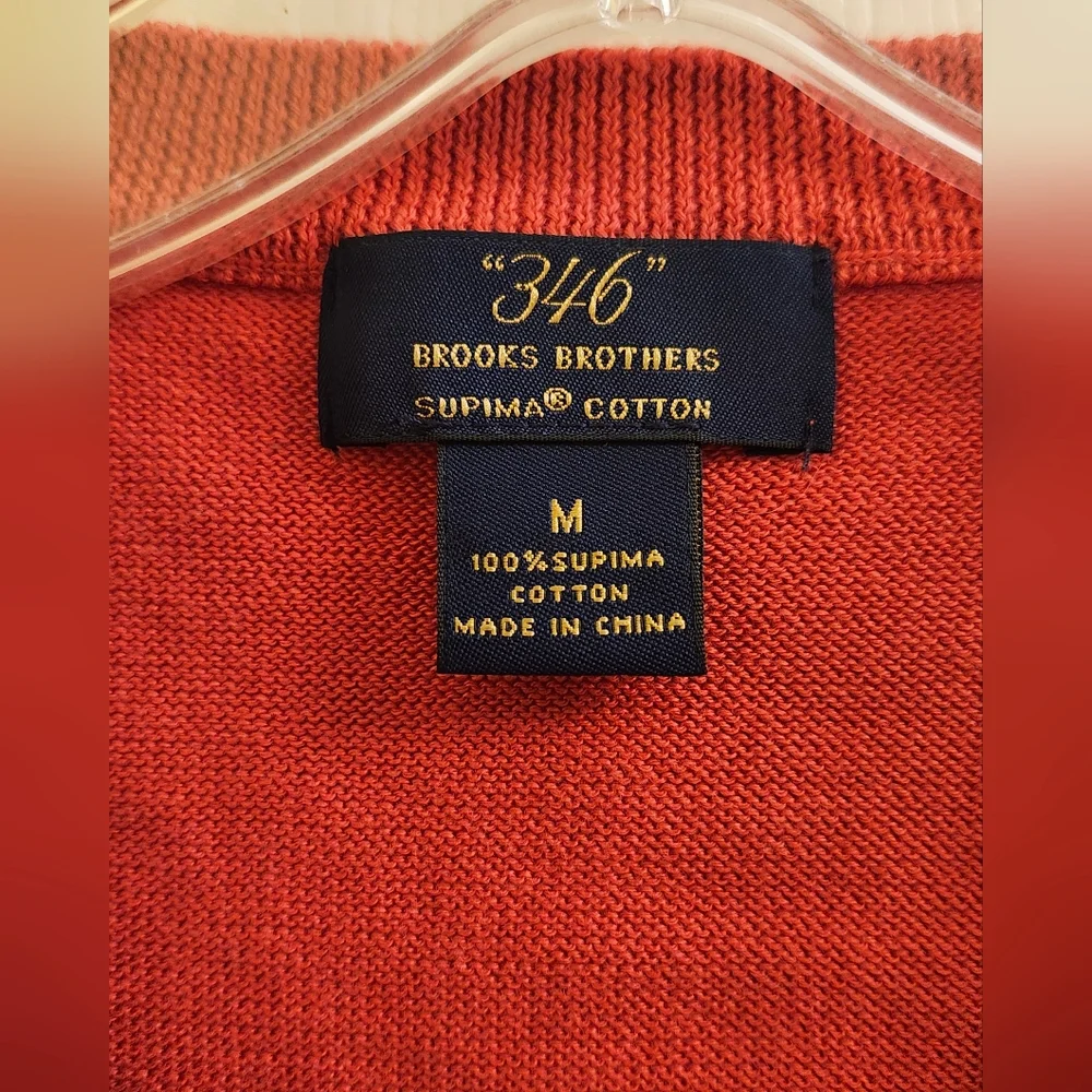 Brooks Brothers V-Neck Vest in Heathered Rose 100 % Supima Cotton SIZE Medium - Picture 3 of 6